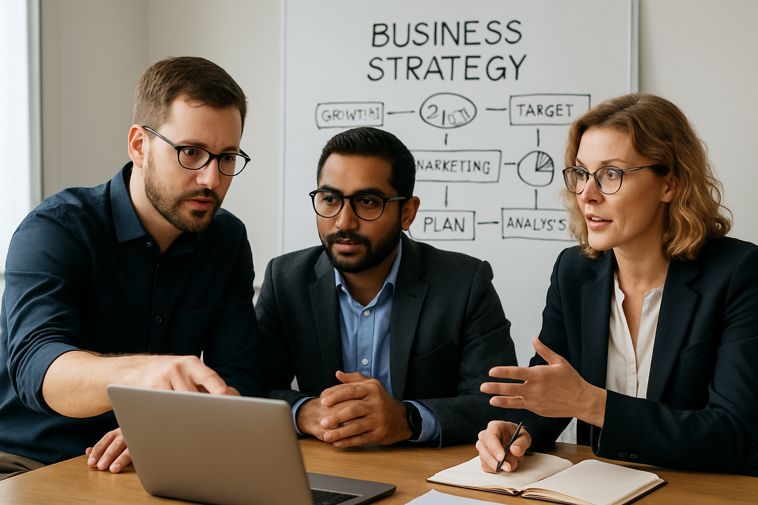 Expert IT consultants collaborating on a business strategy